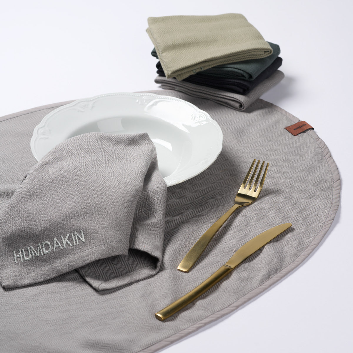 HUMDAKIN Serviet - 2 stk Organic textiles 019 Stone