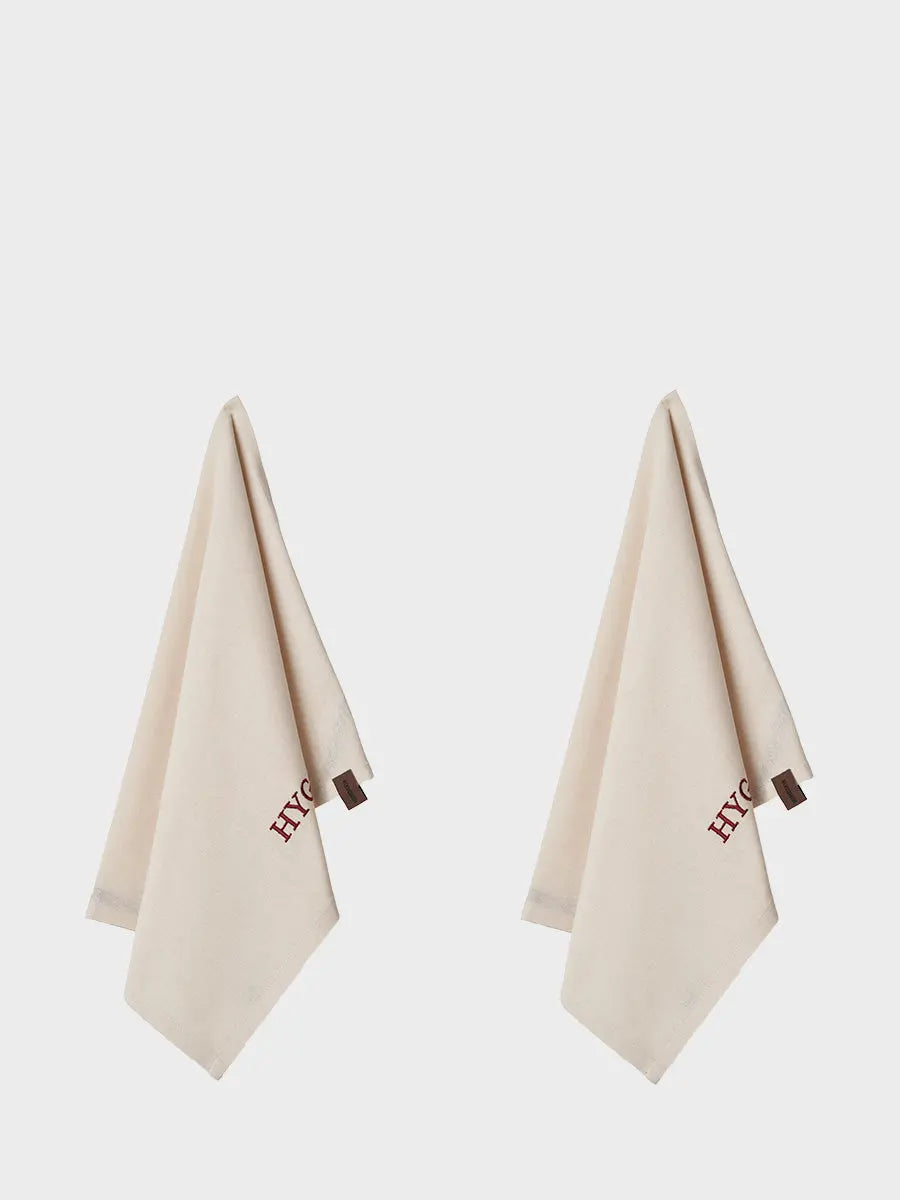 HUMDAKIN Broderet viskestykke - 2 pk Organic textiles 029 Shell