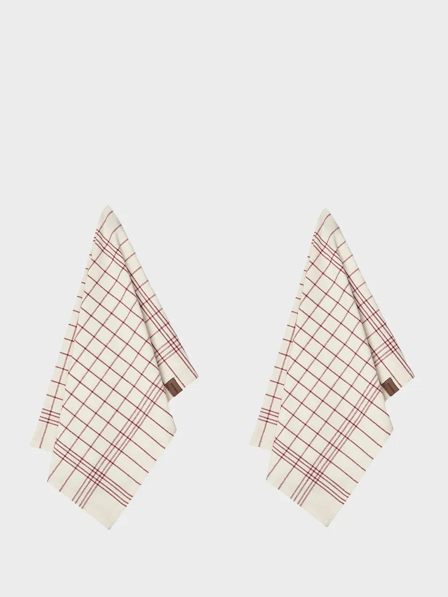 HUMDAKIN Økologiske Viskestykker - 2 stk Organic Textiles 202 Check Maroon
