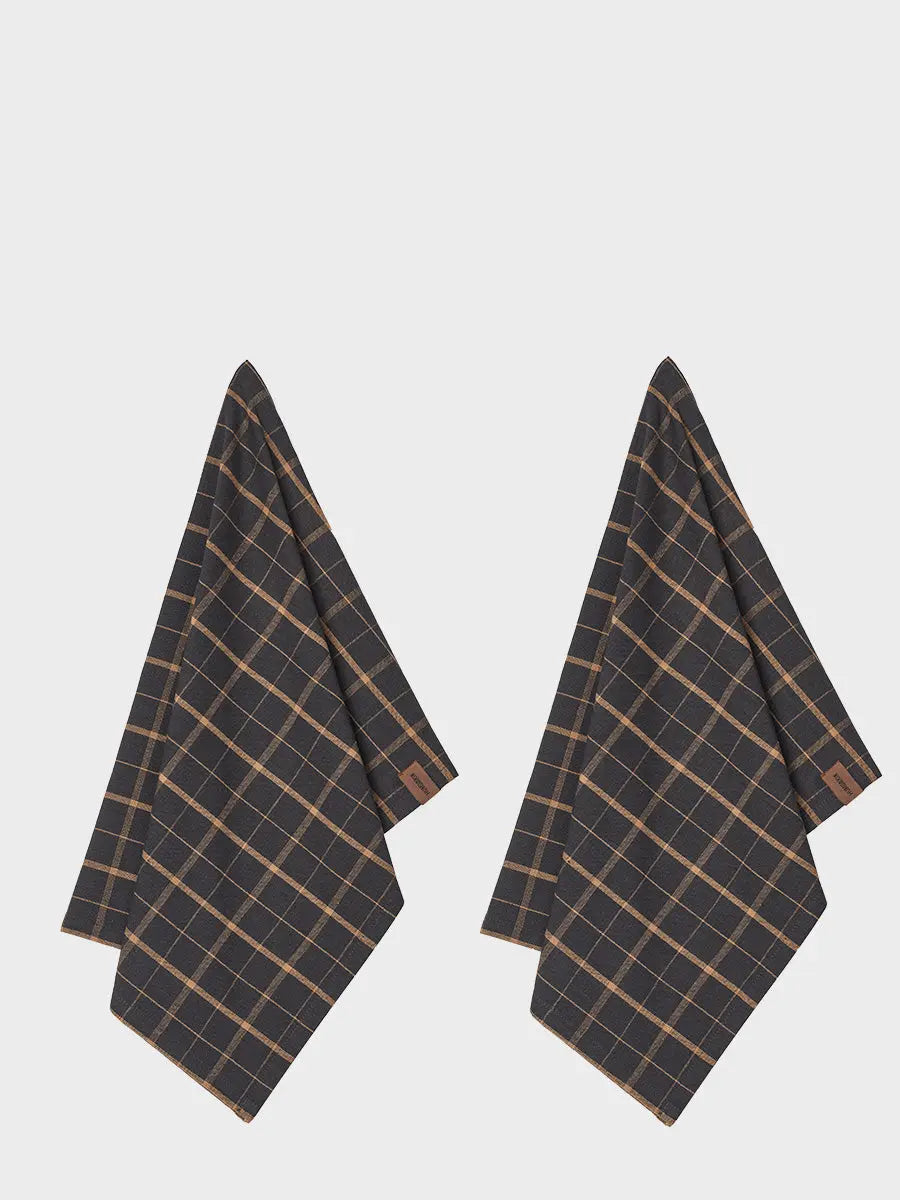 HUMDAKIN Viskestykker i genanvendt bomuld - 2 stk Organic Textiles 204 Brown Plaid