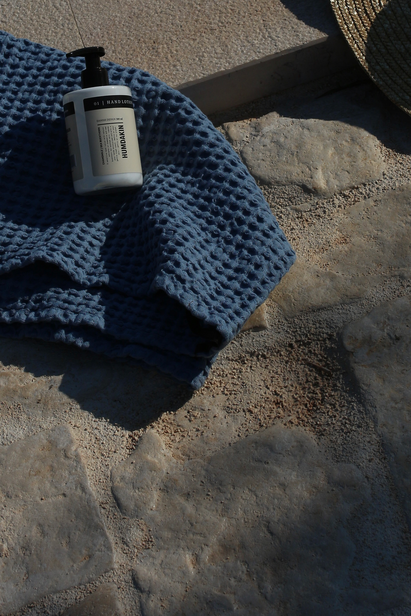 HUMDAKIN Waffle Bath Towels Organic textiles 037 Sea Blue