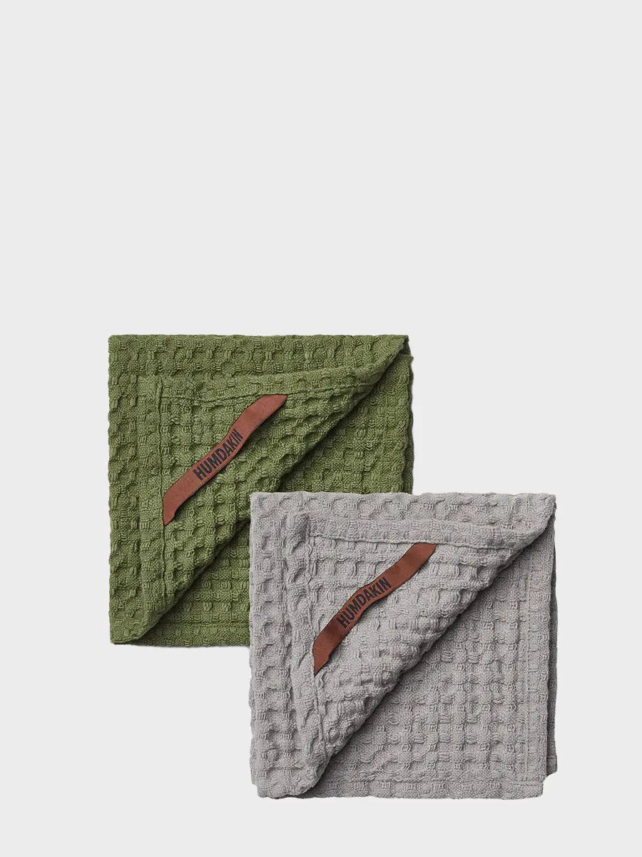 HUMDAKIN Vaflet klud - 2 stk Organic Textiles 107 Stone - Fern